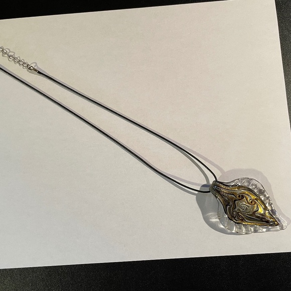 Blown Glass Pendant / Necklace - Gold Colour - Picture 2 of 5